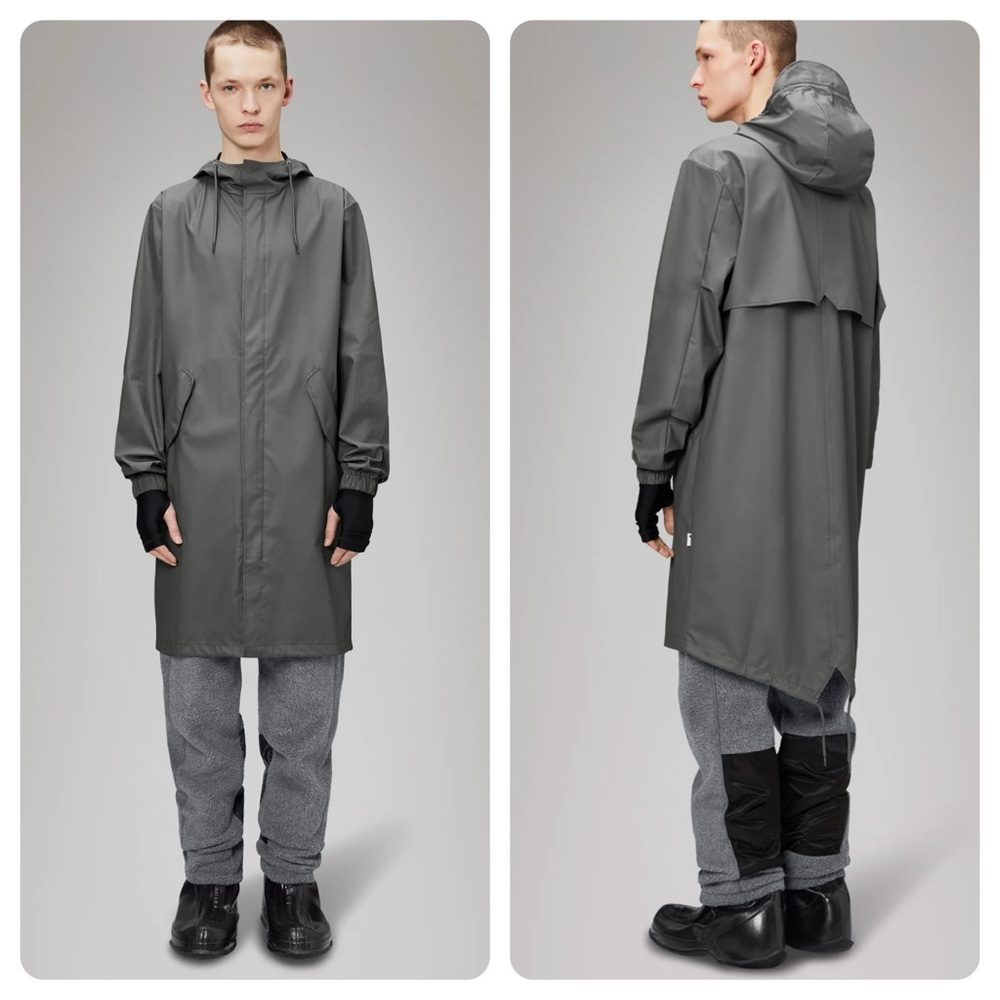 New! RAINS Fishtail Drawstring Hood Coated Parka